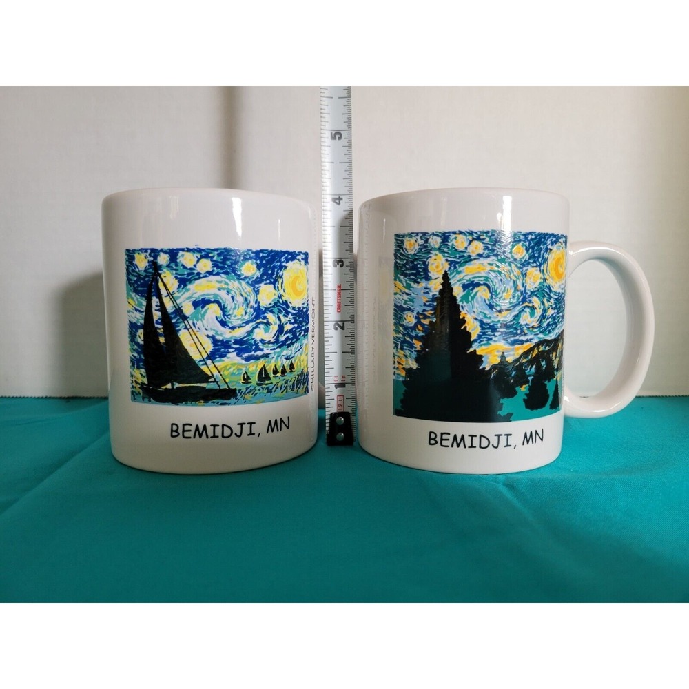 2 "Starry Night" Inspired Coffee Mugs Bemidji, MN By Hillary Vermont‎
